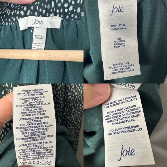 JOIE Green Artic Animal Print Green Dot Balloon Sleeve Dress - Picture 5 of 5